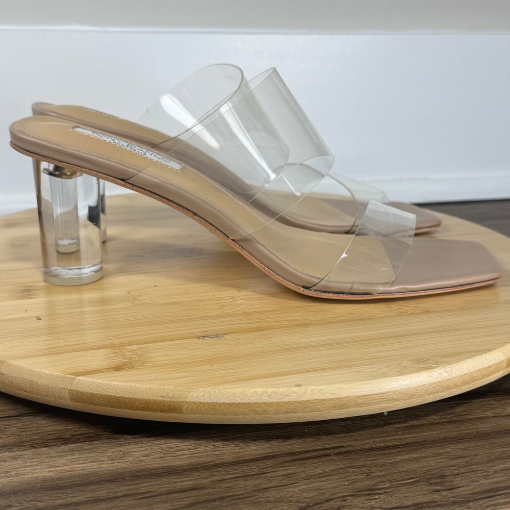 Tony Bianco Sabelle Mule Women 9 Skin Clear Lucite Heel Modern Chic Elegant Nude